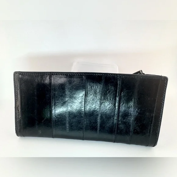 Gucci Long Wallet Black Eel Skin Vintage Exotic Leather Rare Authentic - Picture 7 of 15